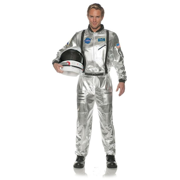 Mens Adults Spaceman Astronaut Silver Space Suit Fancy Dress Costume Outfit 